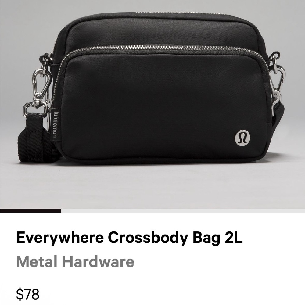 lululemon athletica Black Belt Bag with Silver Accents